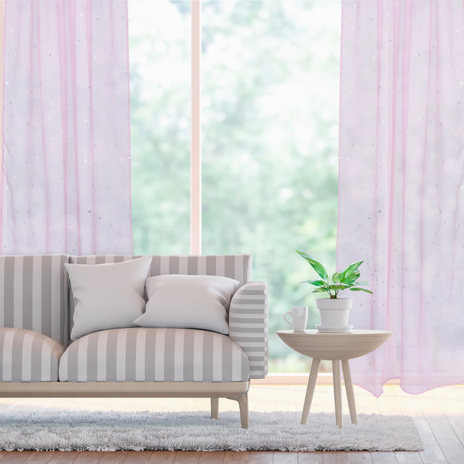 

Window Curtain Panel Star Pattern Semi Sheer Drapes Light Privacy Protection for Bedroom Living Room Dining Room Sheer Curtain