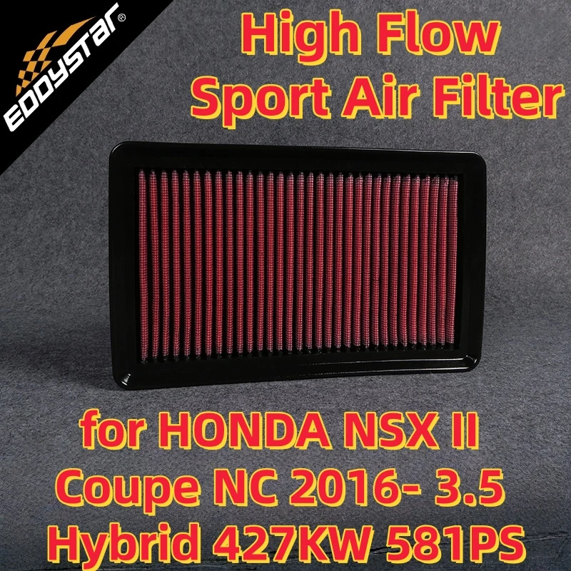 

Спортивный воздушный фильтр с высоким расходом для HONDA NSX II Coupe NC 2016-3.5 Hybrid 427KW 581PS Моющиеся гоночные впускные фильтры