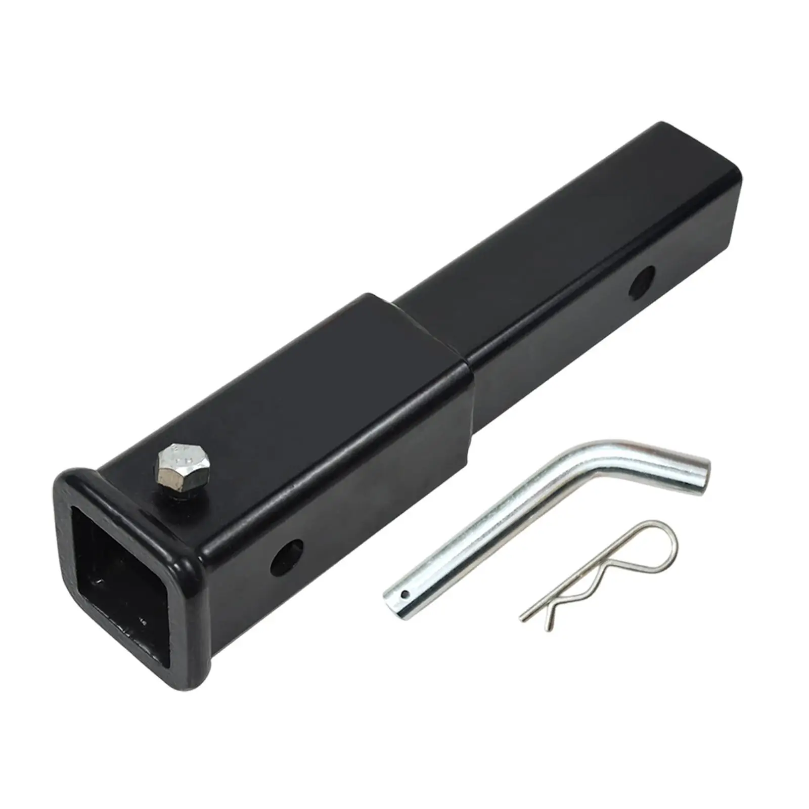 Trailer Hitch Tube Extender Black Steel Easy Install 7 Inch Length with 5 8 Pin Hole for Car Towing and Suvs