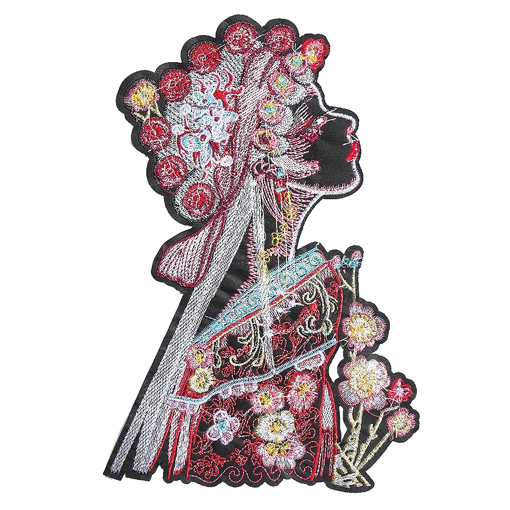 Peking Opera Character Embroidery Patch Chinese Style Applique Repair Sew on Clothes Decor Apparel Sewing Supplies for Cheongsam