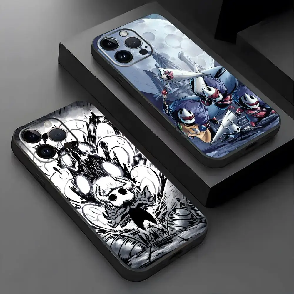 Чехол для телефона iPhone 17 16e 15 14 13 12 11 Plus Mini Pro Max Hollow Knight Silksong Мягкий черный противоударный чехол