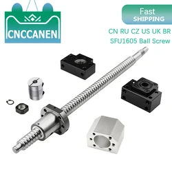 RM1605 Ballscrew C7 End Machined Length 250~1550mm+Nut Housing BK/BF12 End support+Coupler For CNC Router SFU1605 Ballscrew Kit