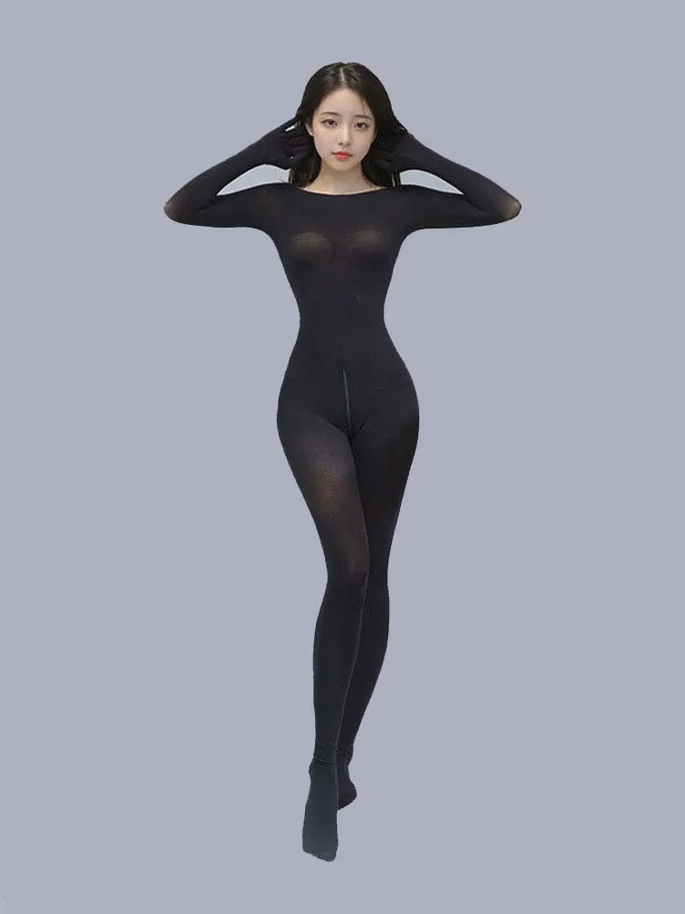 

Сексуальный комбинезон 120D с молнией в промежности, высокоэластичный корректирующий женский боди, утягивающие колготки, перчатки с пятью пальцами, унитард, женское боди