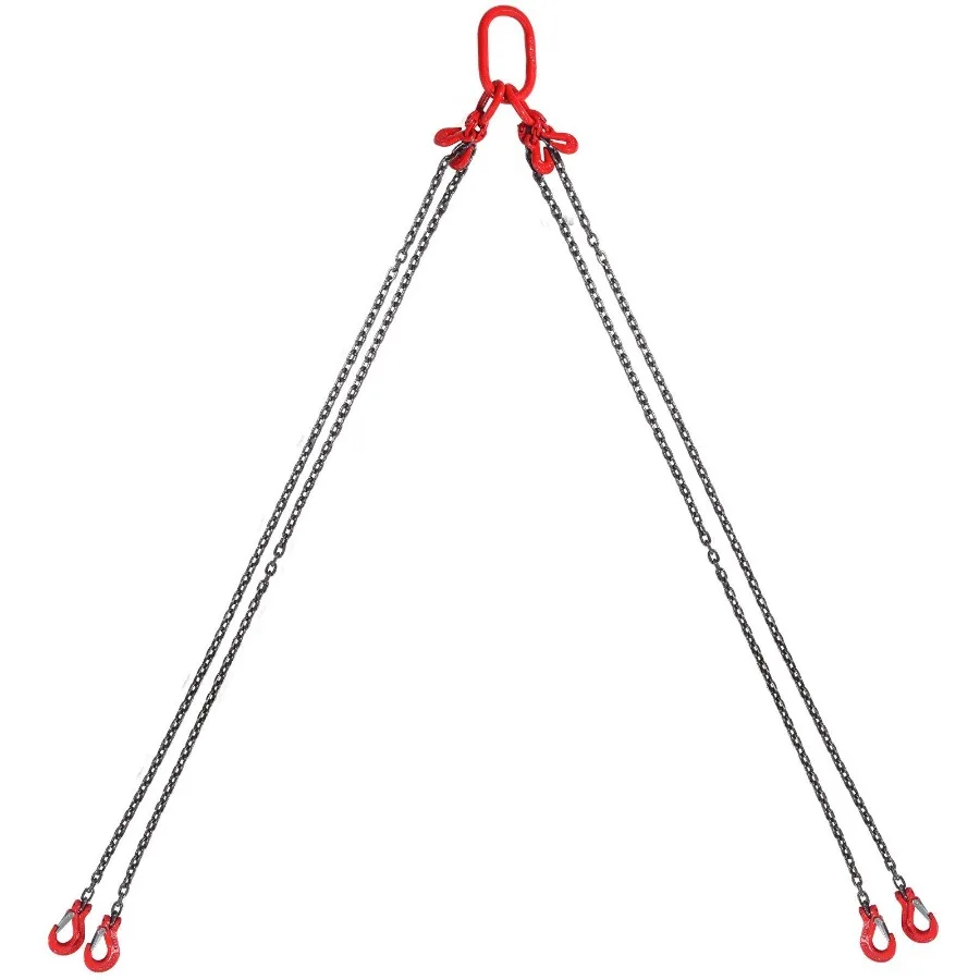 

1 4 x 5' Chain Sling 4 Legs G80 Lifting Chain with Grab Hooks 6600 lbs
