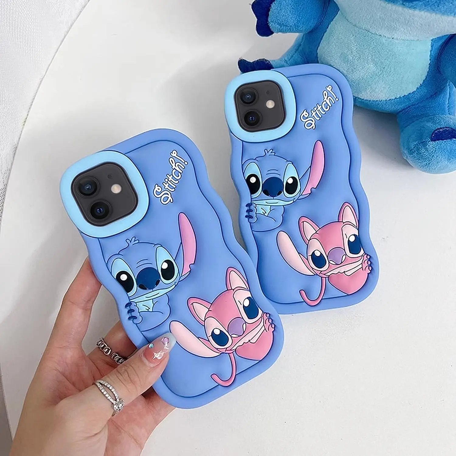 Stitch For iPhone 16 15 14 13 12 11 Pro Max mini PLus Xs XR 6 7 8 Plus Silicone Wave Soft Cover Case