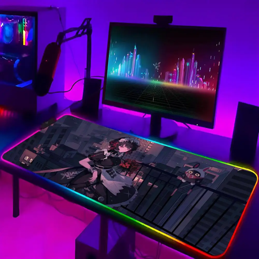 Zenless Zone Zero Mouse Pad Xxl Laptop Mat Gaming Rgb Mousepad Backlit Keyboard Gamer Girl Table Pads manga Deskpad