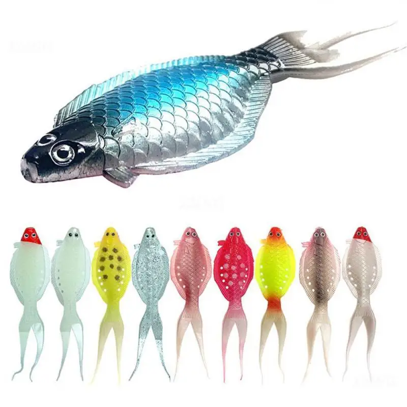 2/4/6PCS 12.8cm7.6g Luminous Bionic Bait Freshwater Sea Fishing Fishing Accessories Silicone Luya Soft Bait Goods For Fishing