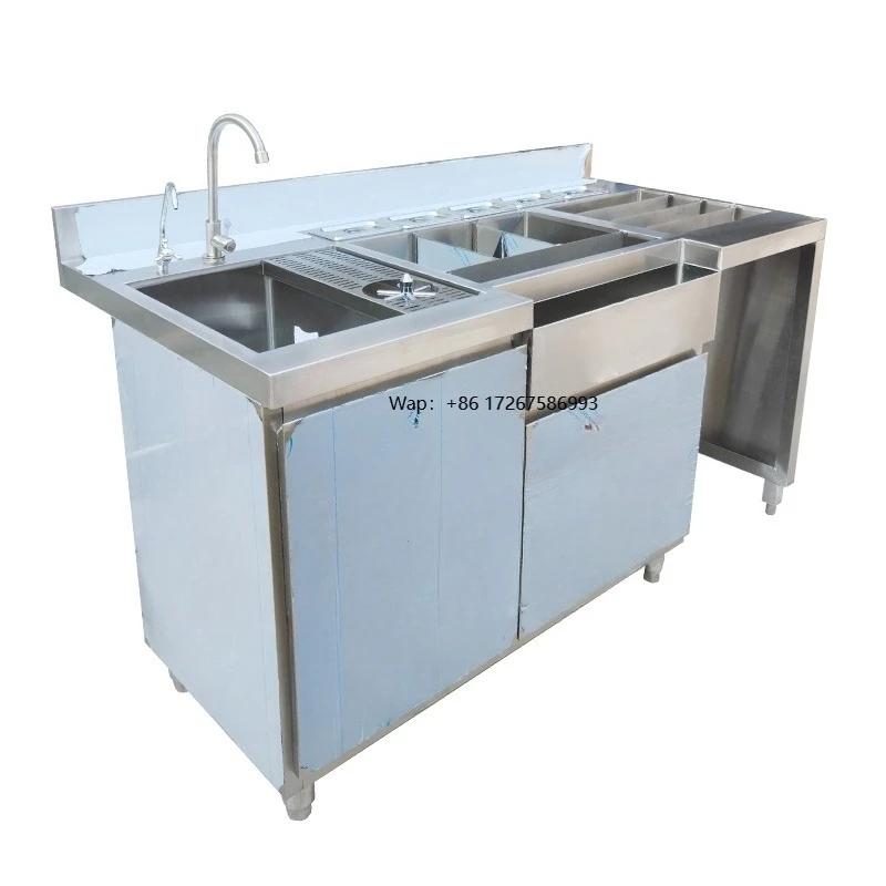 Stainless Steel Bartender Barbartending Workbench Custom Bartending Cabinet Wine Trough bar