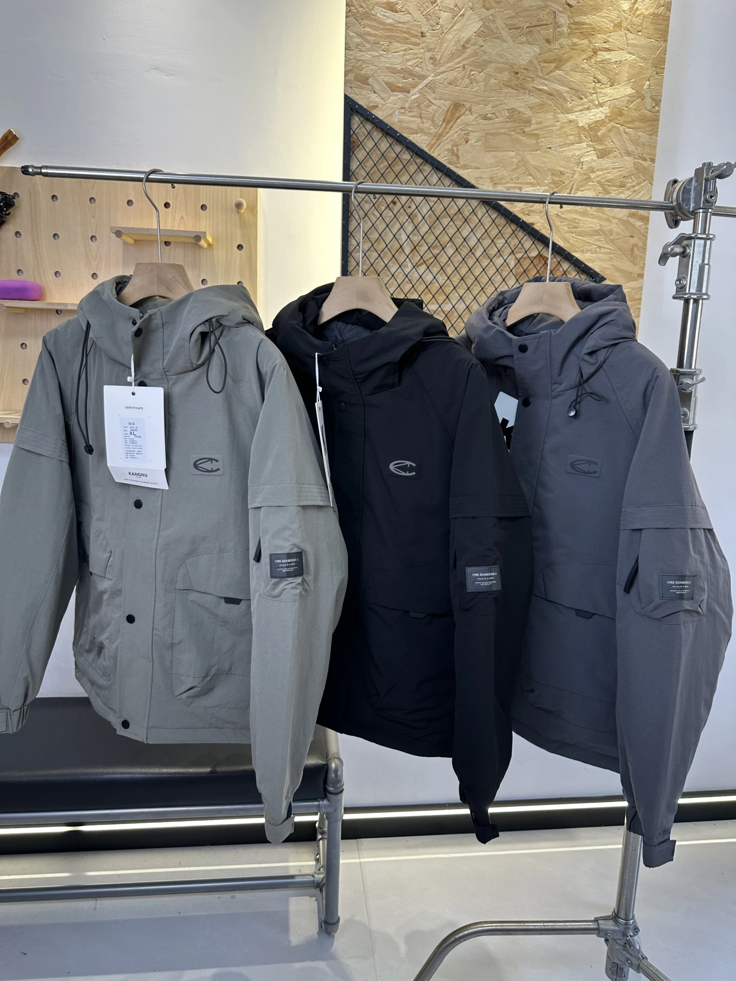 

Thiened American Sle Casual Work Jaet Coat Men's Autumn Winter Anti-Cold Warm Cotton Hooded Coat Outerwear