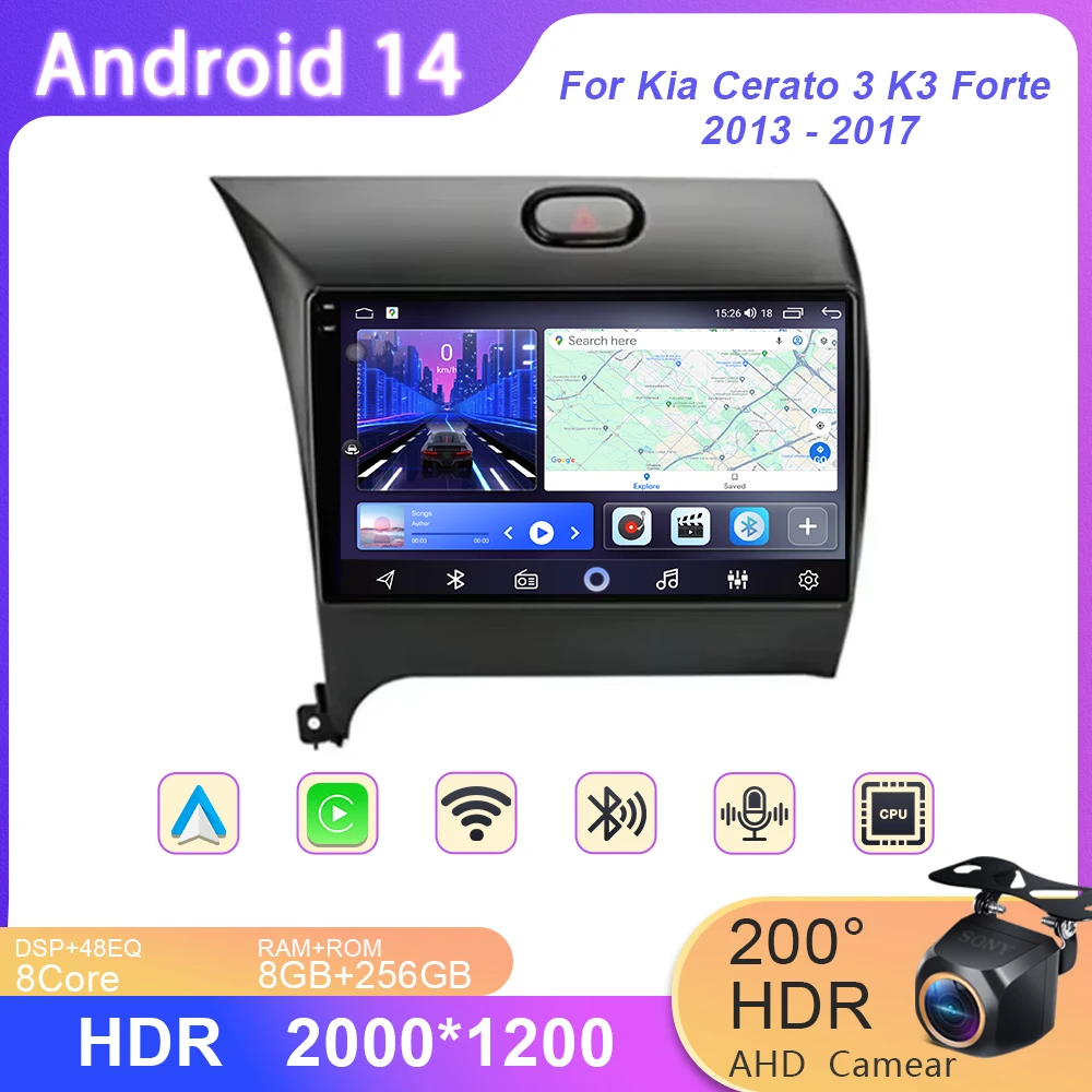 

Car Android Auto For Kia Cerato 3 K3 Forte 2013 - 2017 Car Radio Multimedia Video Player Navigation GPS Wireless Carplay WIFI BT