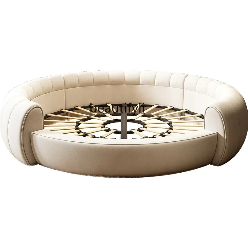 ss 26 round Bed Double Marriage Bed Modern Simple Home Hotel 2M Serena Large round Cream Wind Bed in Master Bedroom