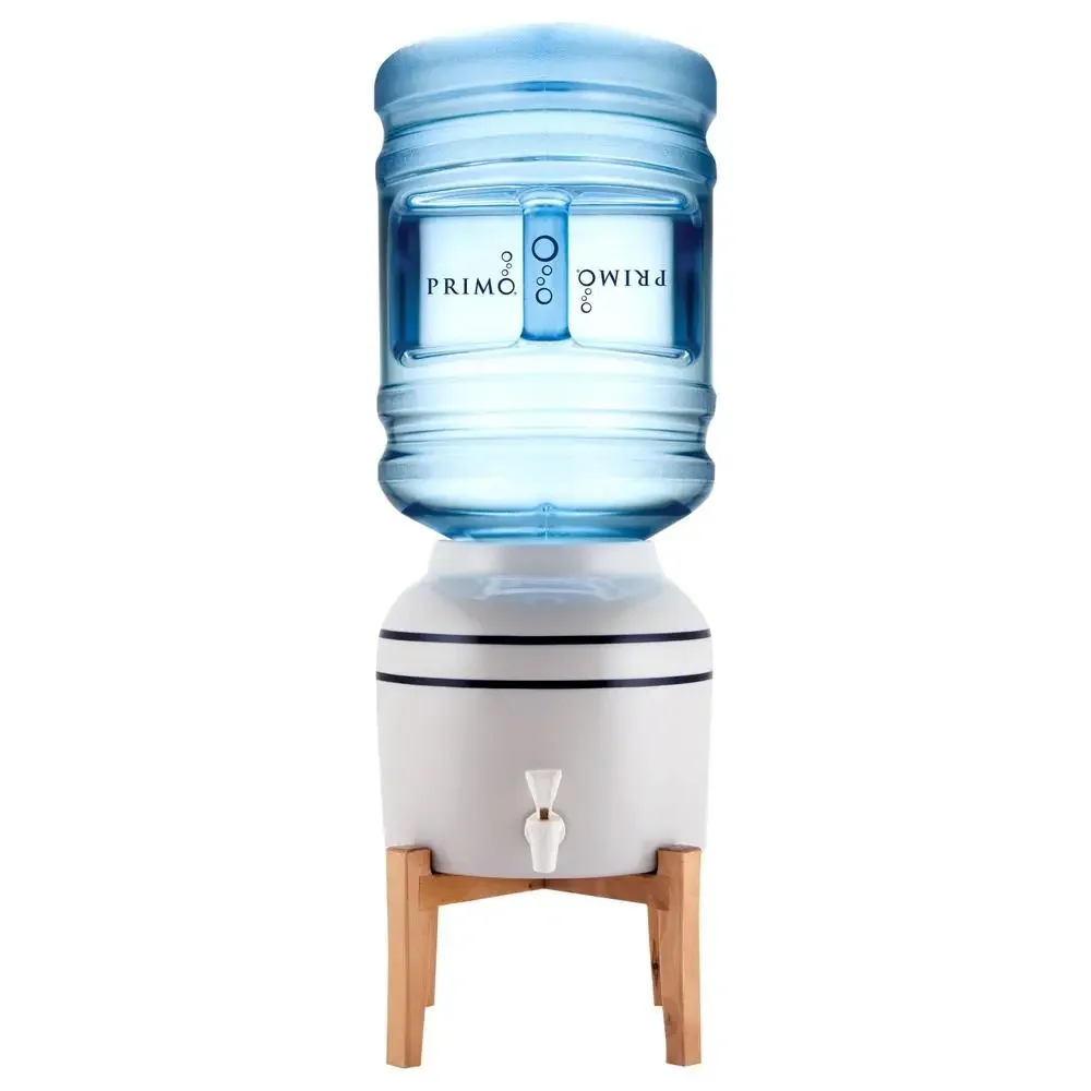 Primo® Water Countertop Dispenser Top Loading Cool Temp Ceramic Wooden Stand