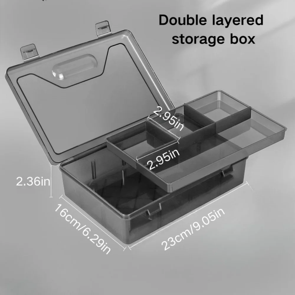 Double-Layer Large Capacity Stationery Box, Pen Pencil Organizer for Desk Art Supplies, Portable Plastic Storage Case