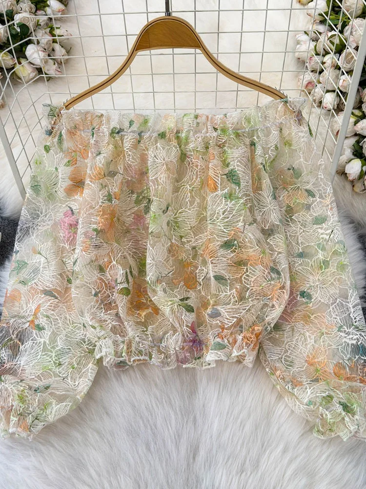 Ele Fairy T Sle ricamato lungo Sve Me Design dolce giovanile One oulder irt Top Faion estivo da donna