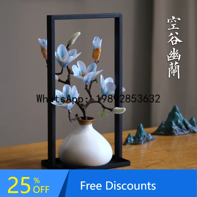 

ZK New Chinese Style Home Decor Entrance Living Room Wine Cabinet Ornament Study Desktop Ceramic Creative Vase Decoration