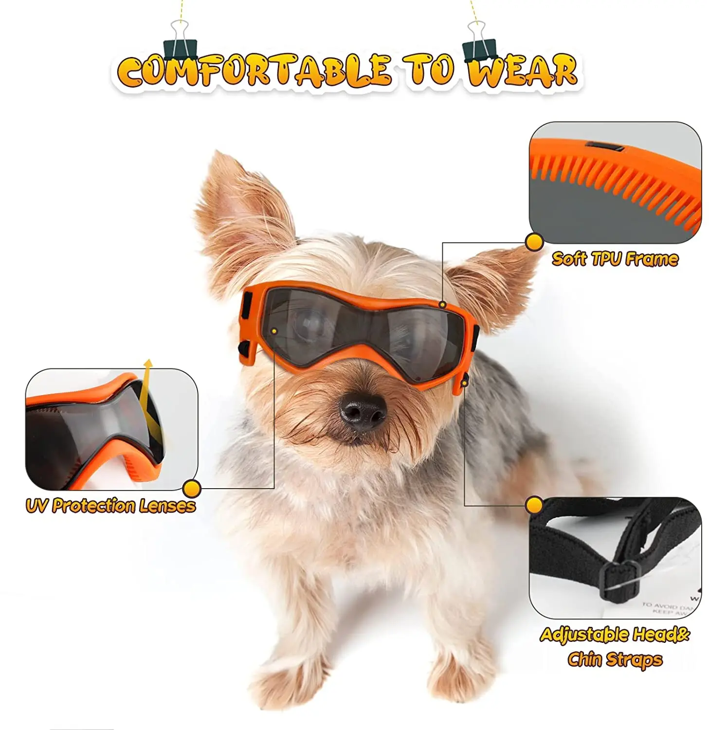 Gafas protectoras UV para perros y gatos, gafas de sol de protección para perros pequeños y medianos, accesorios para montar al aire libre para