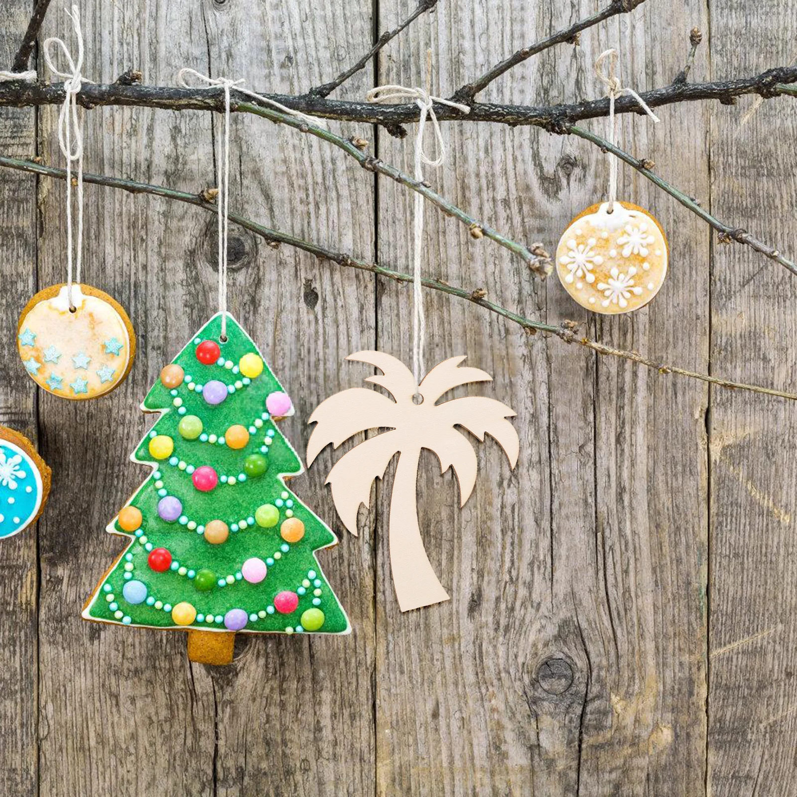 

20pcs Wooden Palm Tree Cut Outs Unfinished Coconuts Shaped Craft Supplies Tropical Party Decorations Holiday Gift Tags Safe