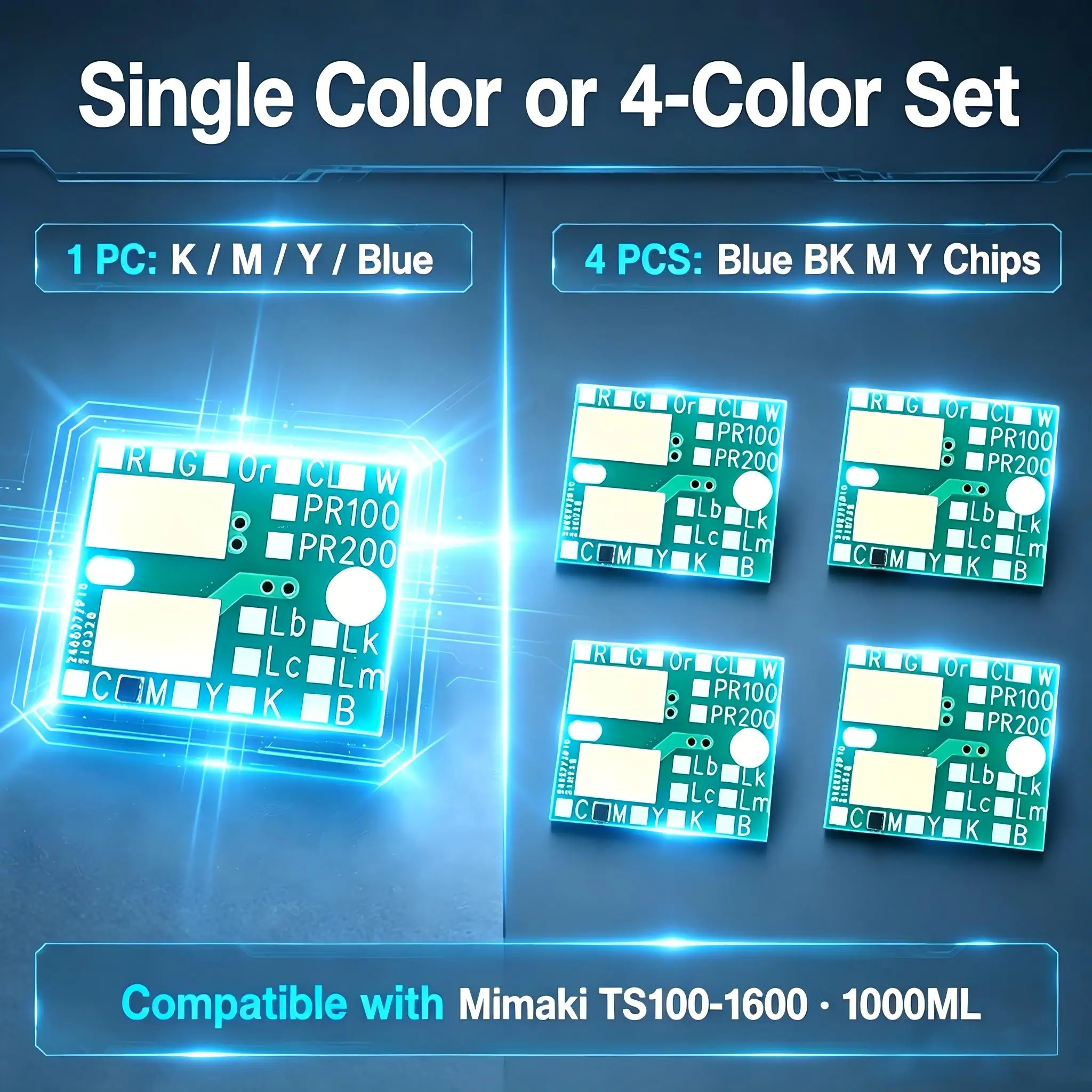 1000ML SB610 Ink Chip SB 610 Disposable Ink Bottle Chip For Mimaki TS100-1600 Blue M Y K