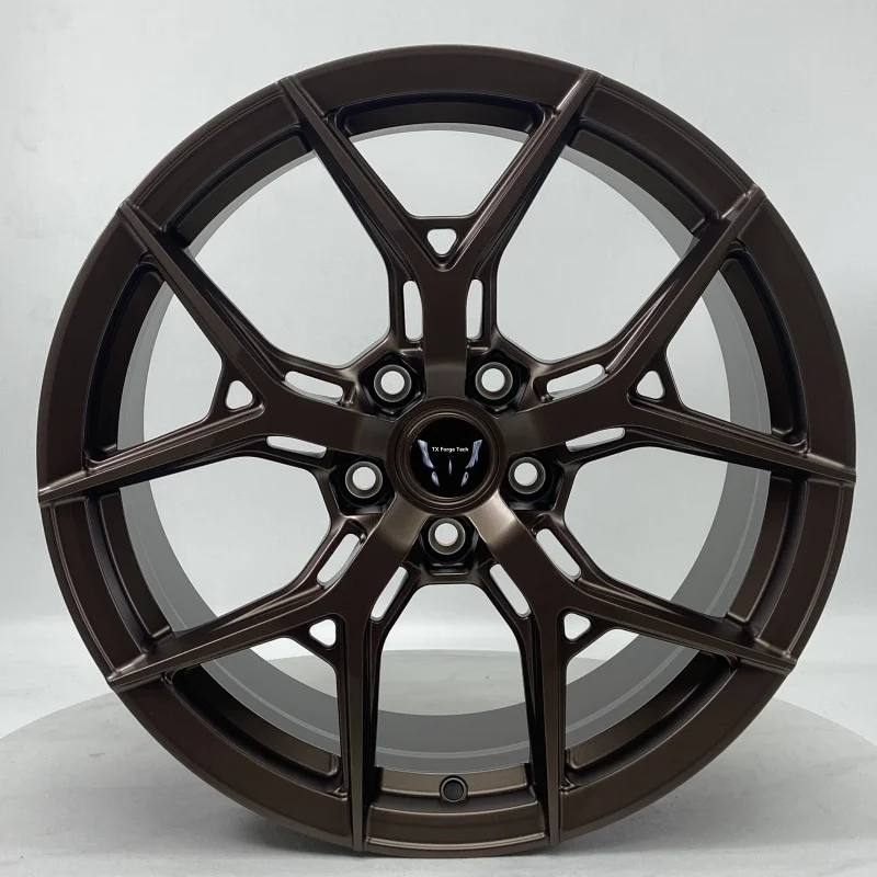 

Source Factory Custom Forged Aluminium Alloy Passenger Car Wheels Hubs Rims 5 Spokes with Glossy Bronze Finish One Piece