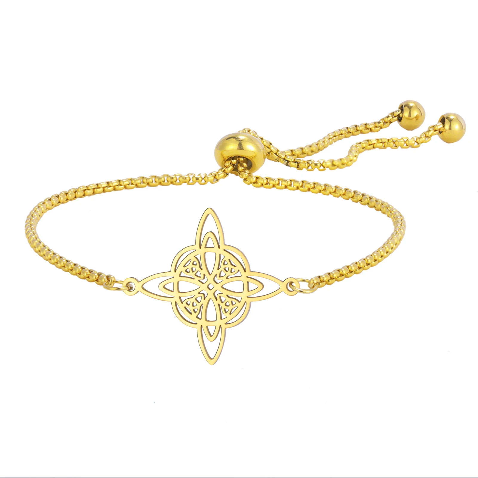 Kkjoy Hexenknoten-Armband mit keltischem vierzackigen Stern, Edelstahl, Wicca-Armband, okkultes Amulett, Charms, Schmuck, Geschenk für Frauen – Detail 2
