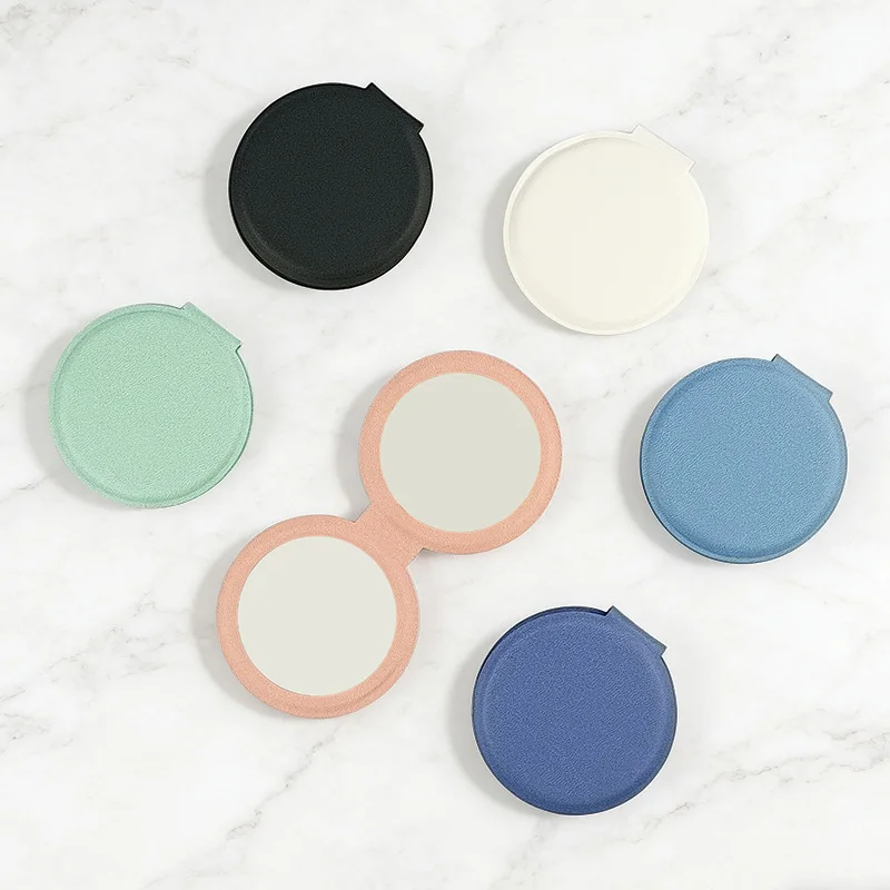 Espejo Cosmético de PU, Elegante Espejo de Bolsillo Portátil, Espejo Compacto Personalizable para Baño, Regalos para Festivales, Sala de Estar