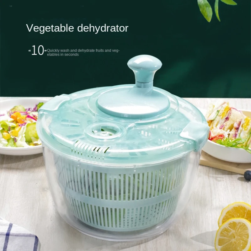 Household Vegetable Dehydrator Fruit Drain Basket Dryer Hand-cranked Kitchen Creative Manual Washing Throwing Salad Spinner