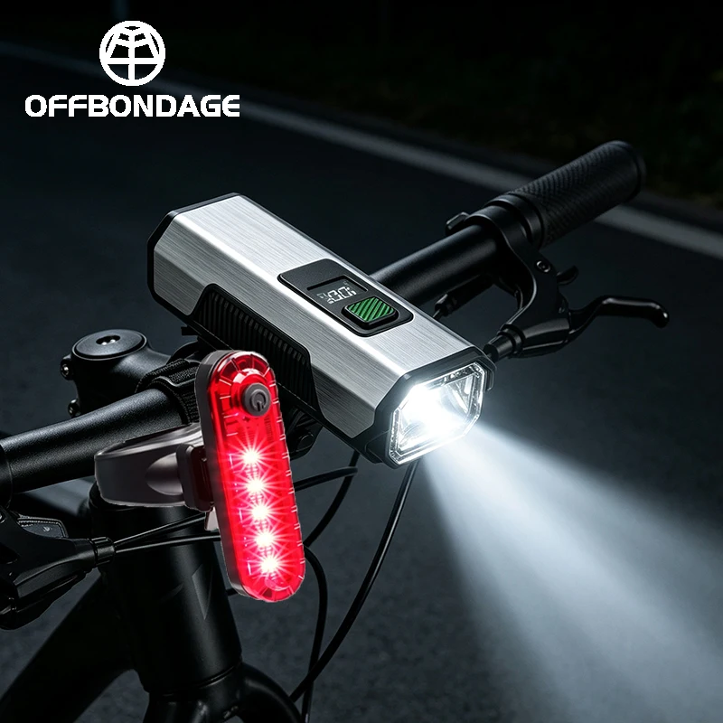 OFFBONDAGE Bike Front Rear Light Smart Sense MTB Road Bicycle Headlight Rechargeable Cycling Flashlight Outdoor Lamp Riding Ligh