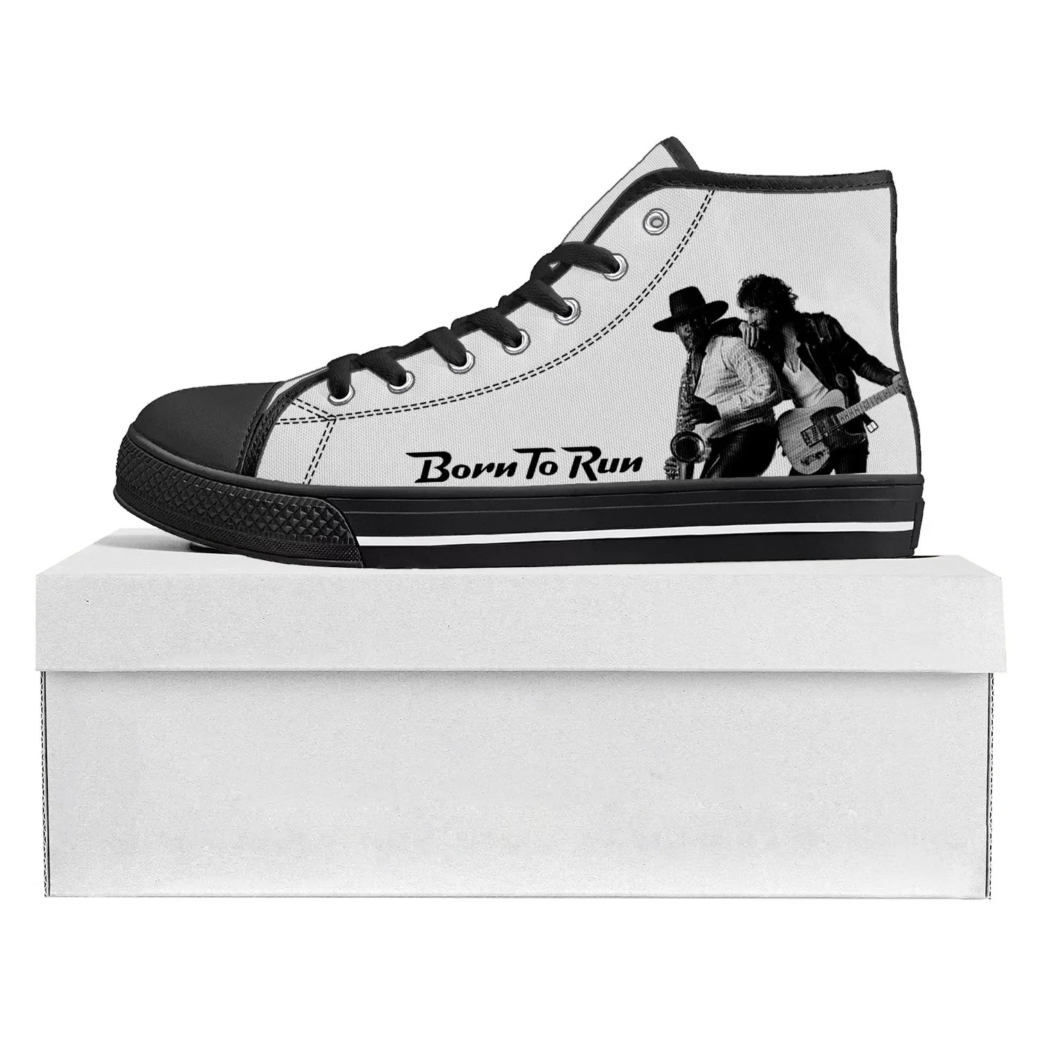 Born To Run High Top High Quality Bruce Springsteen Sneakers Mens Womens Teenager Canvas Sneaker Casual Couple Shoes Custom Shoe