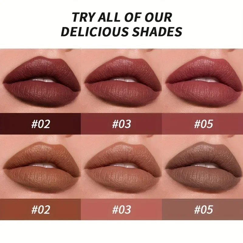 6 Colors Waterproof Matte Lip Gloss Nude Velvet Liquid Lipstick Long Lasting Non Sticky Cup Sexy Red Lip Tint Makeup Cosmetics