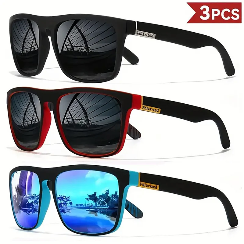 1/3/4PCS Heren Klassieke vierkante sportzonnebril Lichtgewicht PC-frame UV400 voor autorijden Vissen Fietsen Unisex Duurzaamheid