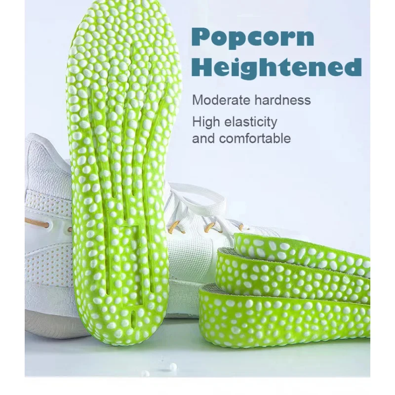 1 Pair Green EVA Material Invisible Height Increase Insoles For Shoes Breathable Shock Absorption Comfortable For Women Men