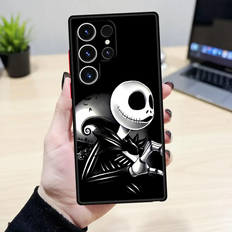 삼성 갤럭시 S23 울트라 S8 S21 FE S24 S20 S25 노트 20 10 S22 플러스 S9 크리스마스 이브 해골용 소프트 커버 폰 케이스