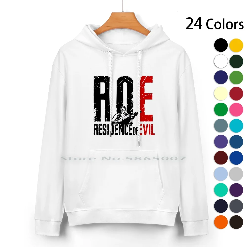 Roe Logo White Pure Cotton Hoodie Sweater 24 Colors Residence Of Evil 1 3 4 5 6 7 2 Remake Survival Horror 100% Cotton Hooded