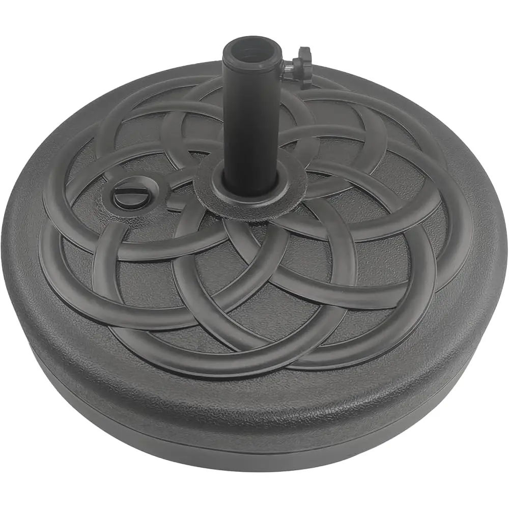

Round Heavy Duty Plastic Patio Umbrella Base Stand Weight For Outdoor, 112 Lb With Water And Sand Filled, Black