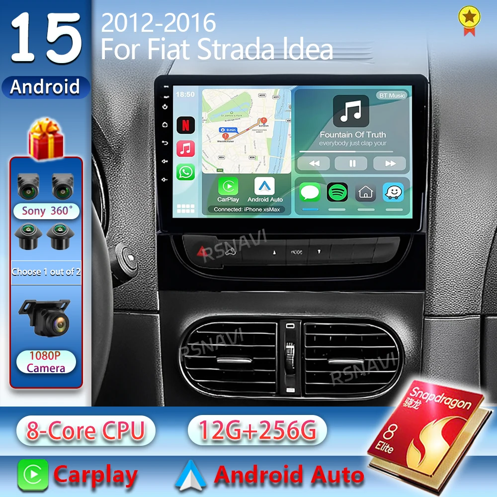 Android 15 para fiat strada idéia 2012 - 2016 2k qled android rádio do carro reprodutor de vídeo multimídia gps estéreo carplay 4g unidade principal
