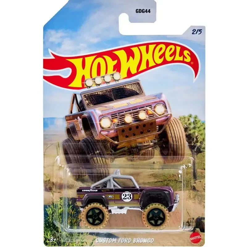 Original Hot Wheels Alloy Model Desert Pull Theme Toyota Off-road Custom Ford Car Boys Toys for Children Simulation Automobile