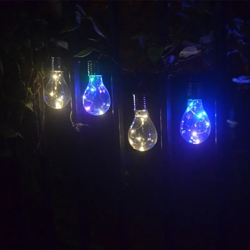 Colorful Home Garden Solar Light Bulb Waterproof Solar Rotatable Outdoor Garden Camping Hanging LED Light Lamp Bulb Decoration