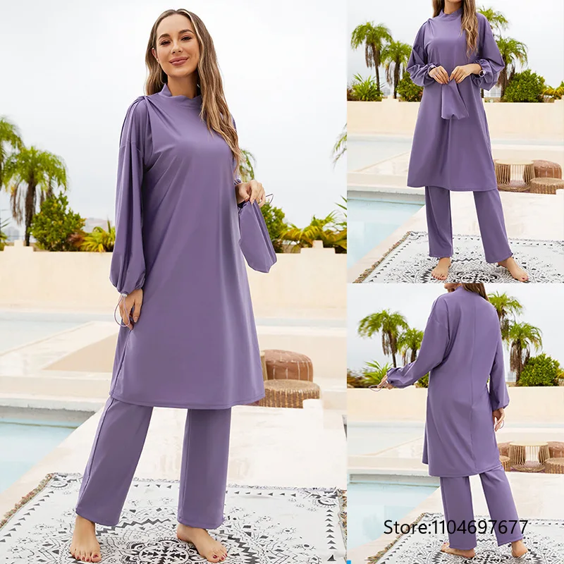 Abaya summer Muslim Swimwear Hijab Women Arab Musulman Swimsuit Muslim Swimming Suit Modest Swimwear 3 Pieces Sets Islamic 2026