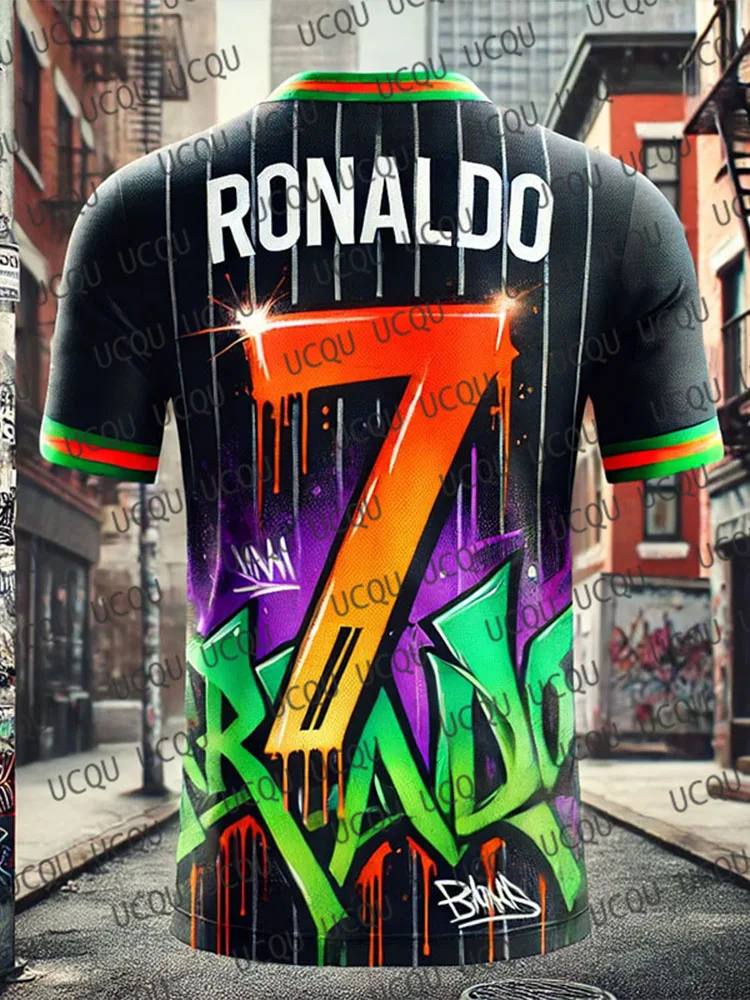Maillot de Football Graffiti édition spéciale 2025, maillot de Football Ronaldo 7, uniforme d'entraînement, t-shirt d'entraînement unisexe surdimensionné et respirant