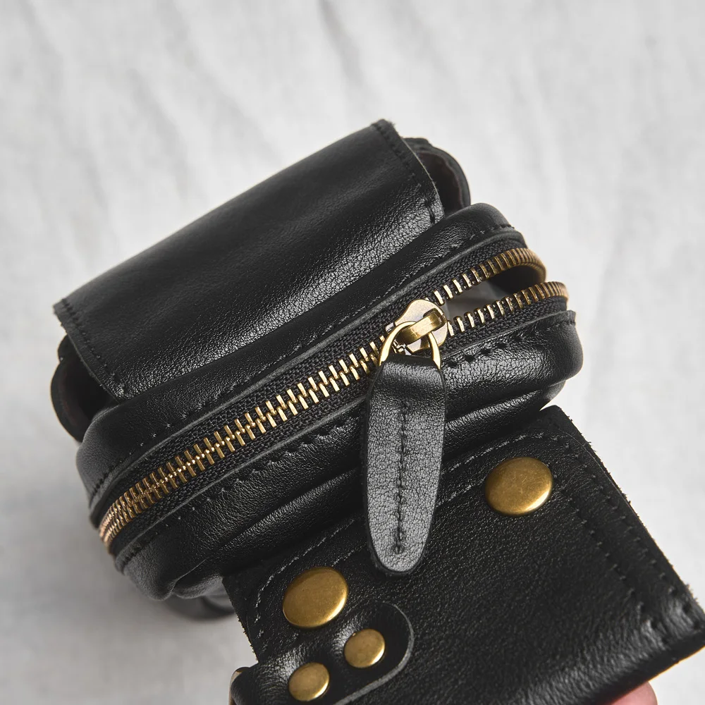 Nupugoo Echt leder Hüft tasche Herren Vintage Handy tasche Minit asche tragen Lederband mit Stift halter – Detail 12