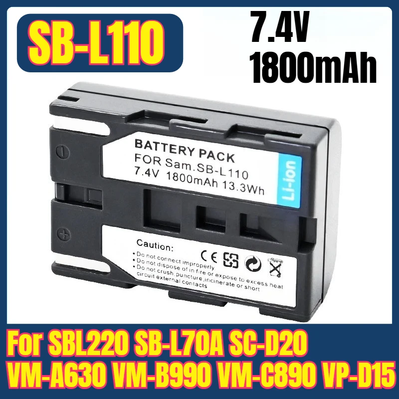 Nova bateria SB-L110 bateria de substituição para sbl220 SB-L70A SC-D20 VM-A630 VM-B990 VM-C890 VP-D15 1500mah bateria da câmera
