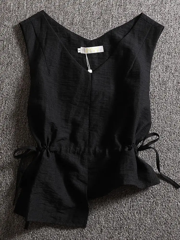 

Summer Casual ex Svel irt Irregular Design Women's Faionable Lightweight Maturi Single Quali Belted Vest