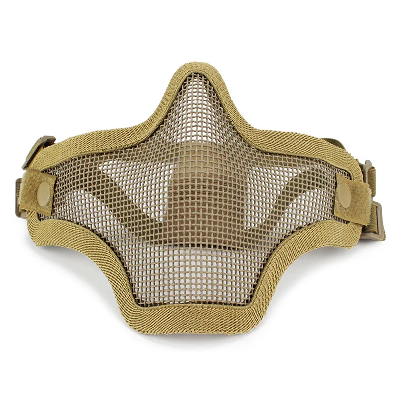 Masque tactique demi-visage avec Double ceinture pour l'entraînement sur le terrain CS, camouflage, fil d'acier, accessoires de tournage