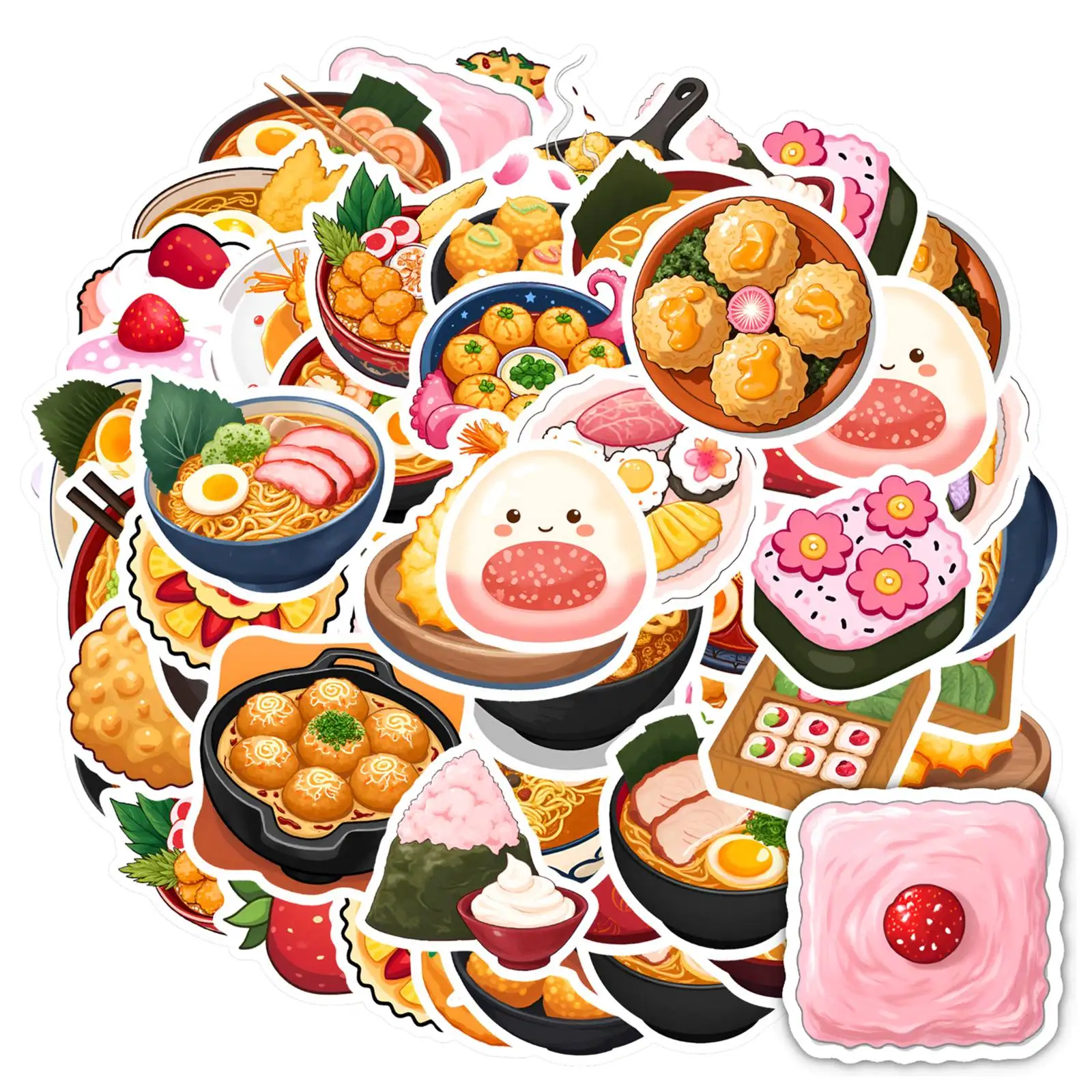 

35pcs-50pcs Colorful Ramen Stickers Cartoon Desserts Stickers Funny Stickers For Guitar DIY Skateboard Laptop Luggage DIY