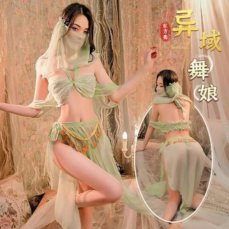 

New ancient costume women Hanfu temptation suit pajamas female sexy ancient apron uniform chiffon transparent nightdress