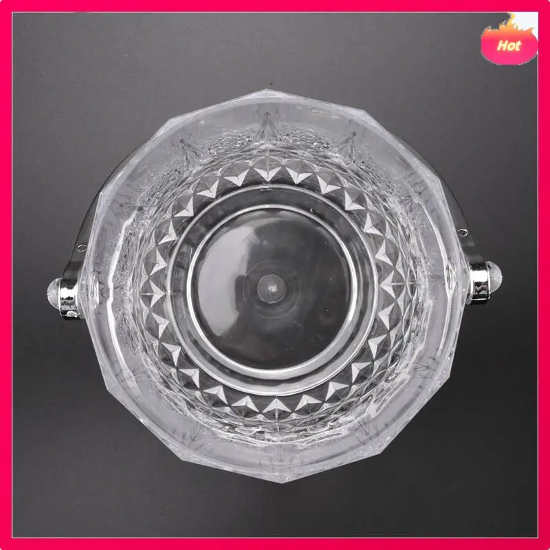 

4X Ice Bucket Plastic Ice Bucket With Handle Acrylic Transparent Champagne Beer Wine Ice Bucket For Home -Transparent
