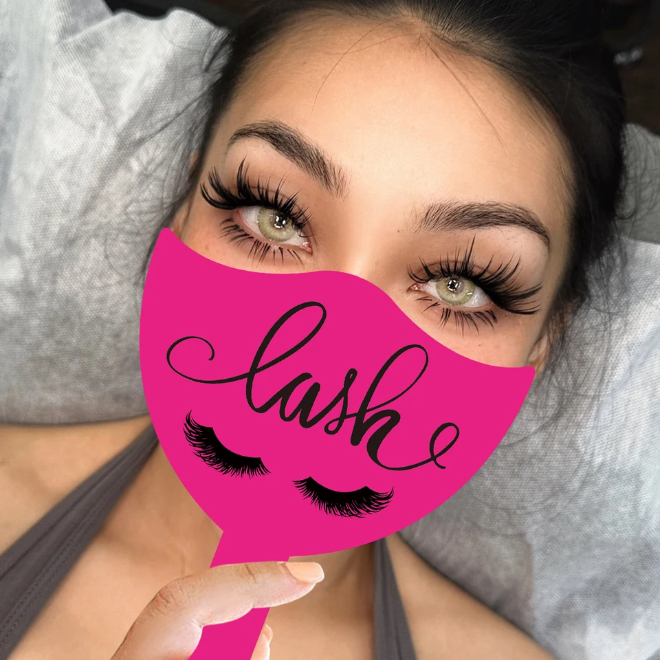 2 Piezas Accesorios de Foto para Técnico de Pestañas PVC Suave de Mano Tarjetas de Belleza para Redes Sociales Salón de Pestañas Herramientas de Exhibición 6