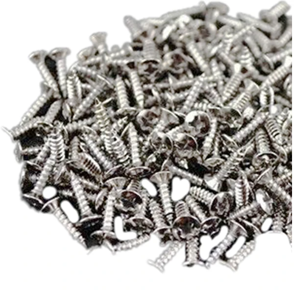 A98U 100pcs Guitar Pickguard Screws For Fender Strat/Tele Electric Guitar Bass silver