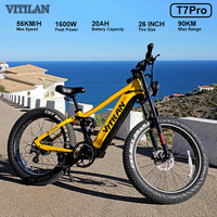 VITILAN T7Pro Adult Electric Bike 1600W Electrical Road Bicycle 52V 20Ah Fatbike MTB E-bike 26\