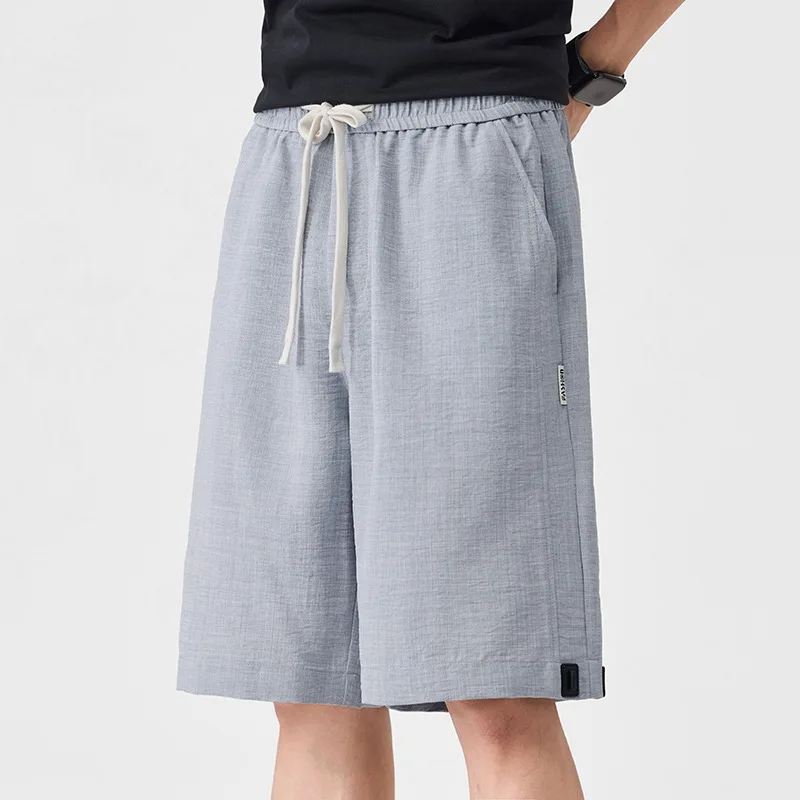 Simple and Fashion 2026 Summer New Ice Silk Casual Short Pant Men's Loose Versatile Elastic High-waisted Sports Five-point Pants